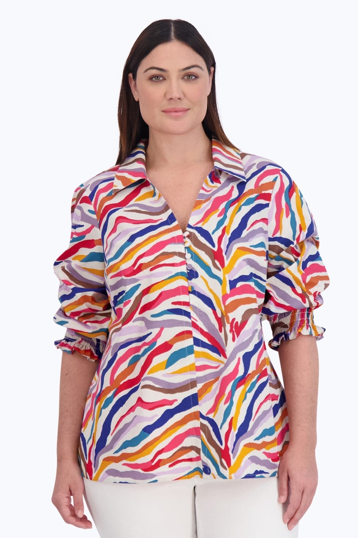 Alexis Plus No Iron Colorful Zebra Popover