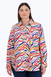 Boyfriend Plus No Iron Colorful Zebra Tunic