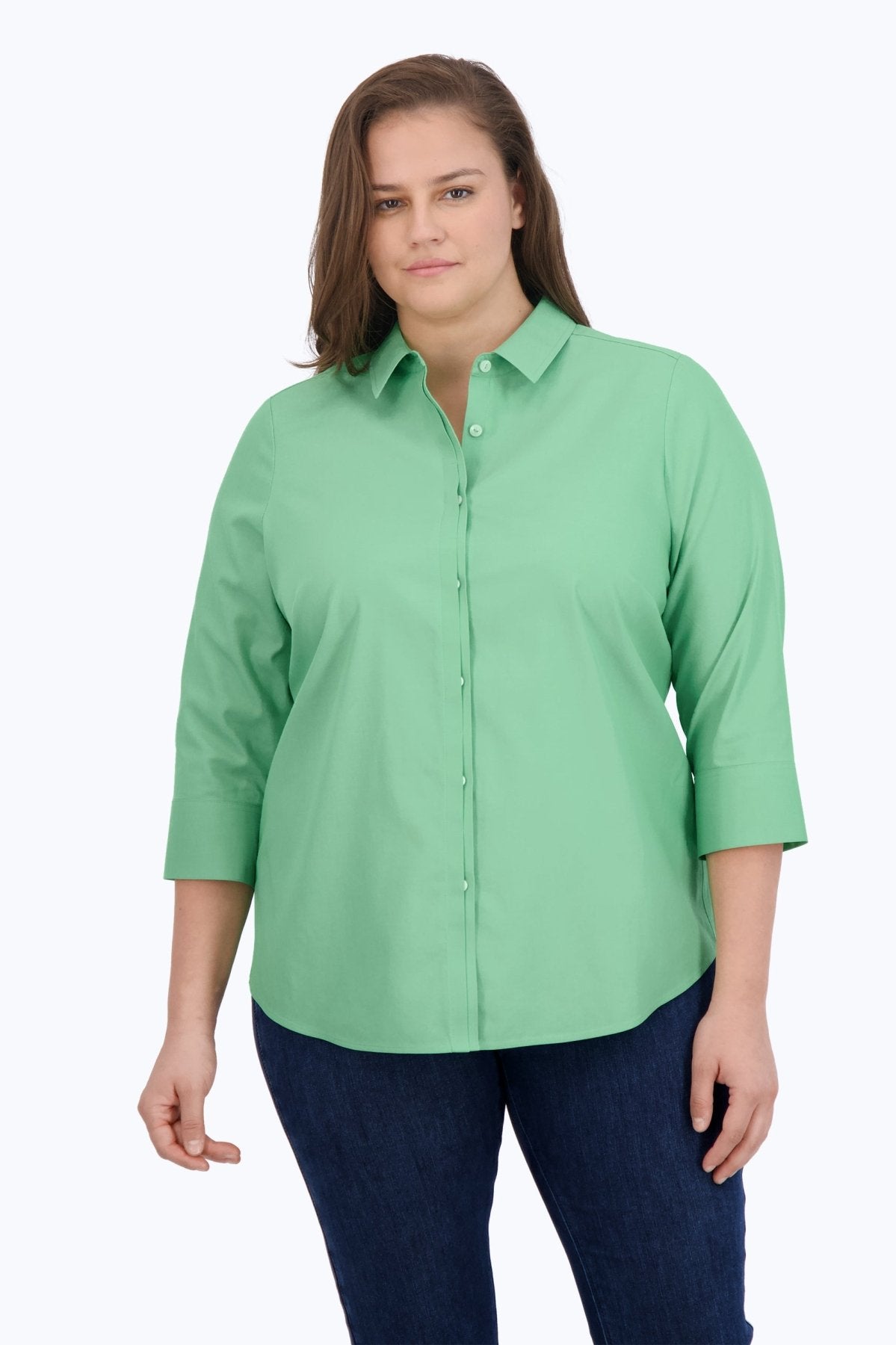 Charlie Plus No Iron Pinpoint 3/4 Sleeve Shirt