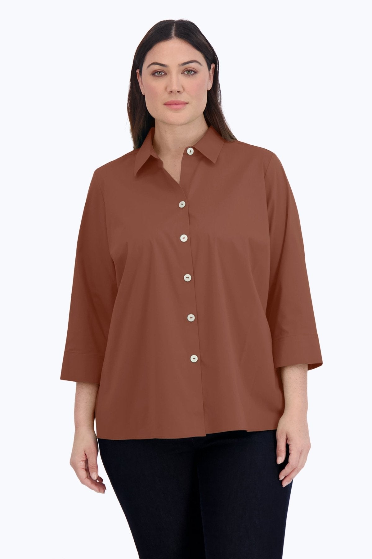 Kelly Plus No Iron Stretch 3/4 Sleeve Shirt