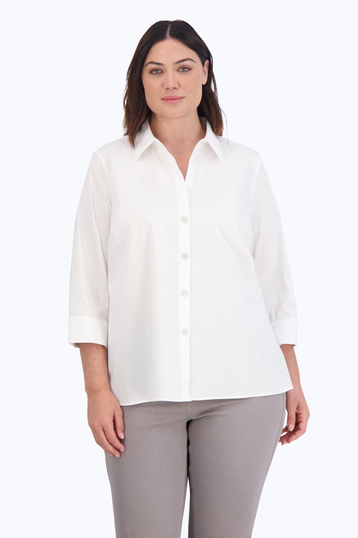 Kelly Plus Stretch No Iron Colorblock Stripe Shirt