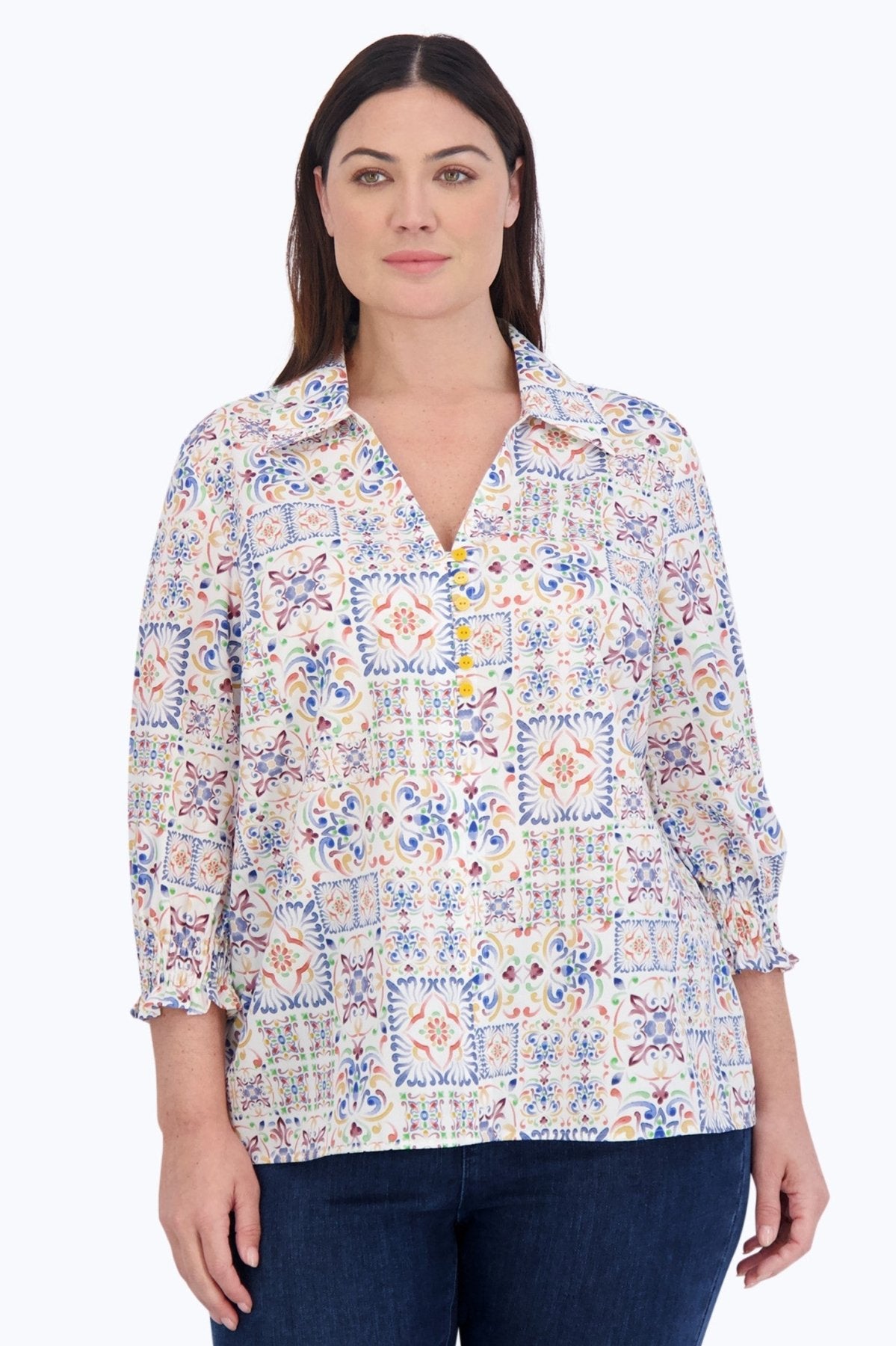 Alexis Plus No Iron Watercolor Mosaic Popover