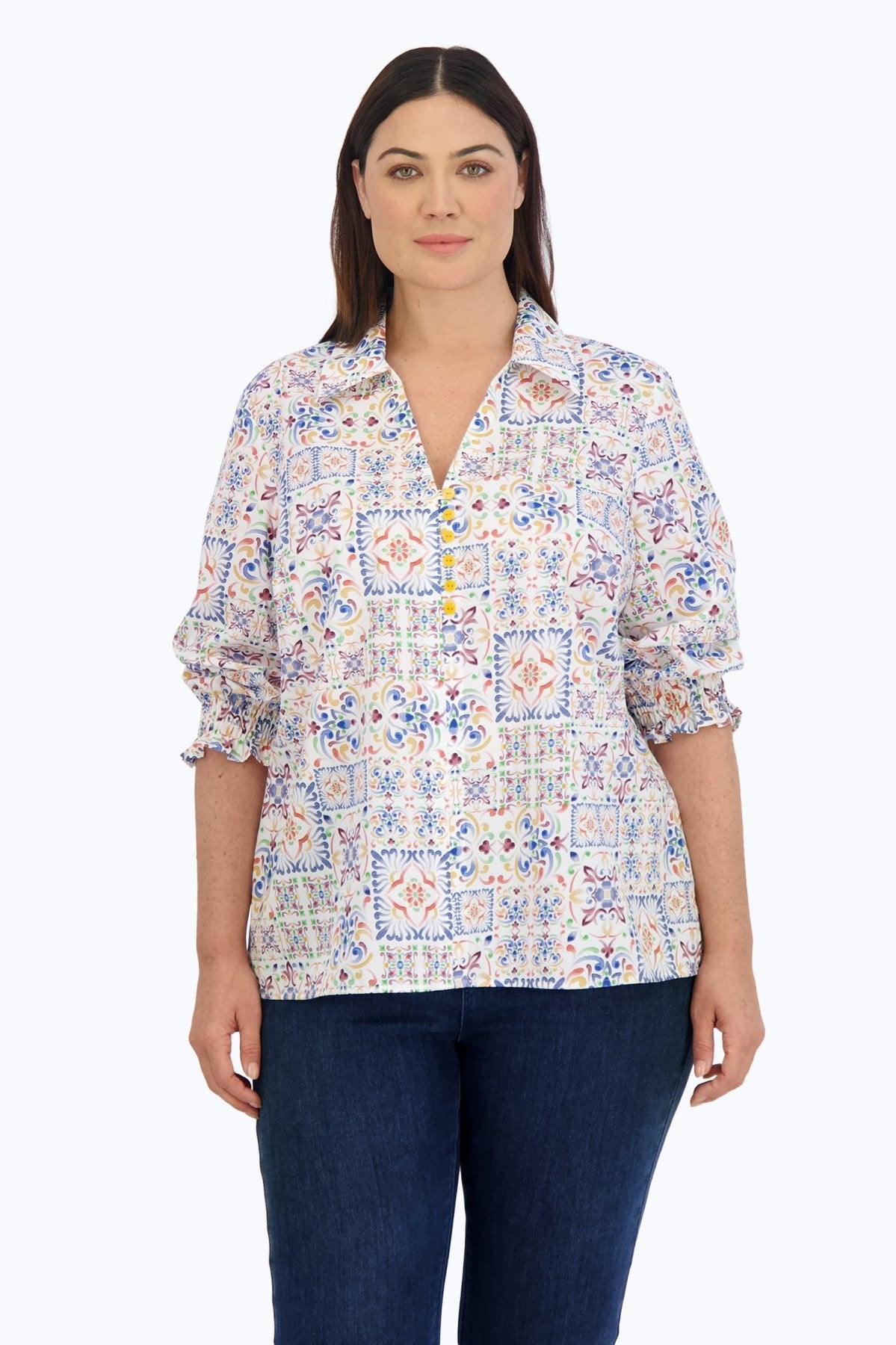 Alexis Plus No Iron Watercolor Mosaic Popover