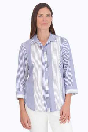 Luna No Iron Variegated Stripe Shirt