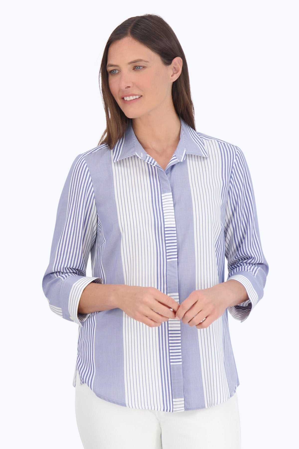 Luna No Iron Variegated Stripe Shirt