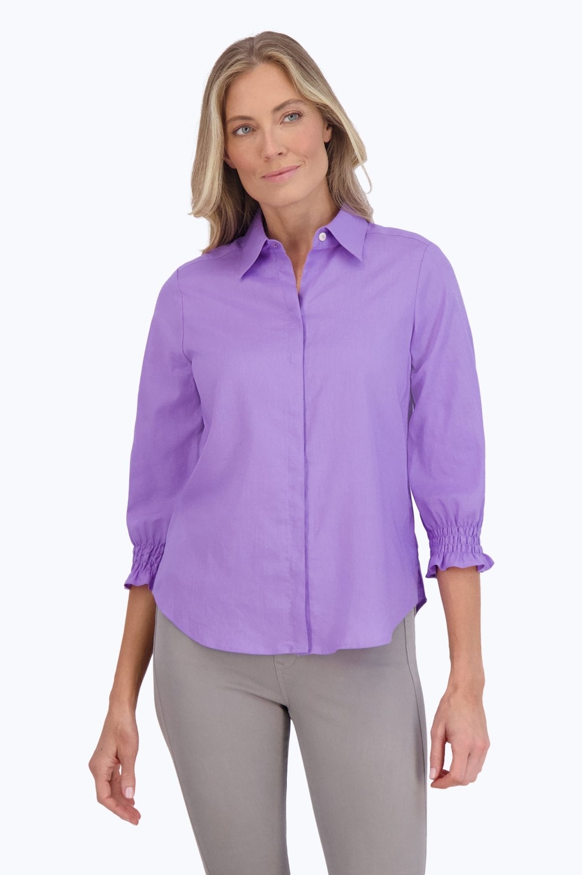 Olivia Easy Care Solid Linen Shirt