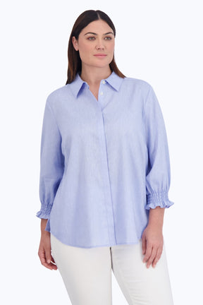 Olivia Plus Easy Care Solid Linen Shirt