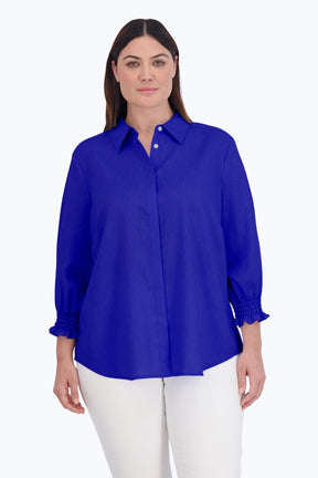 Olivia Plus Easy Care Solid Linen Shirt