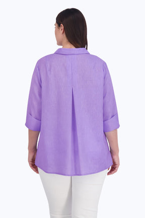 Agnes Plus Easy Care Solid Linen Popover Shirt