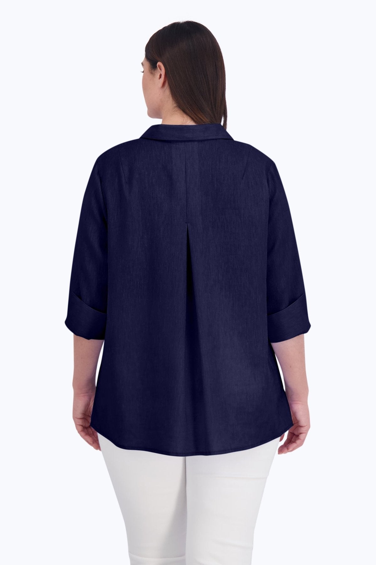 Agnes Plus Easy Care Solid Linen Popover Shirt