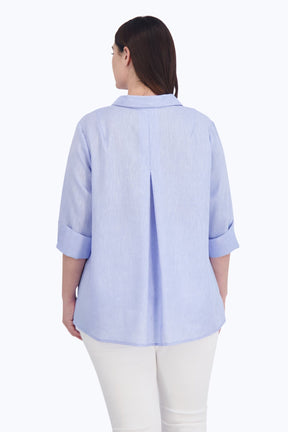 Agnes Plus Easy Care Solid Linen Popover Shirt