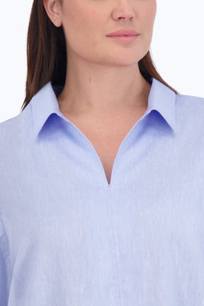 Agnes Plus Easy Care Solid Linen Popover Shirt