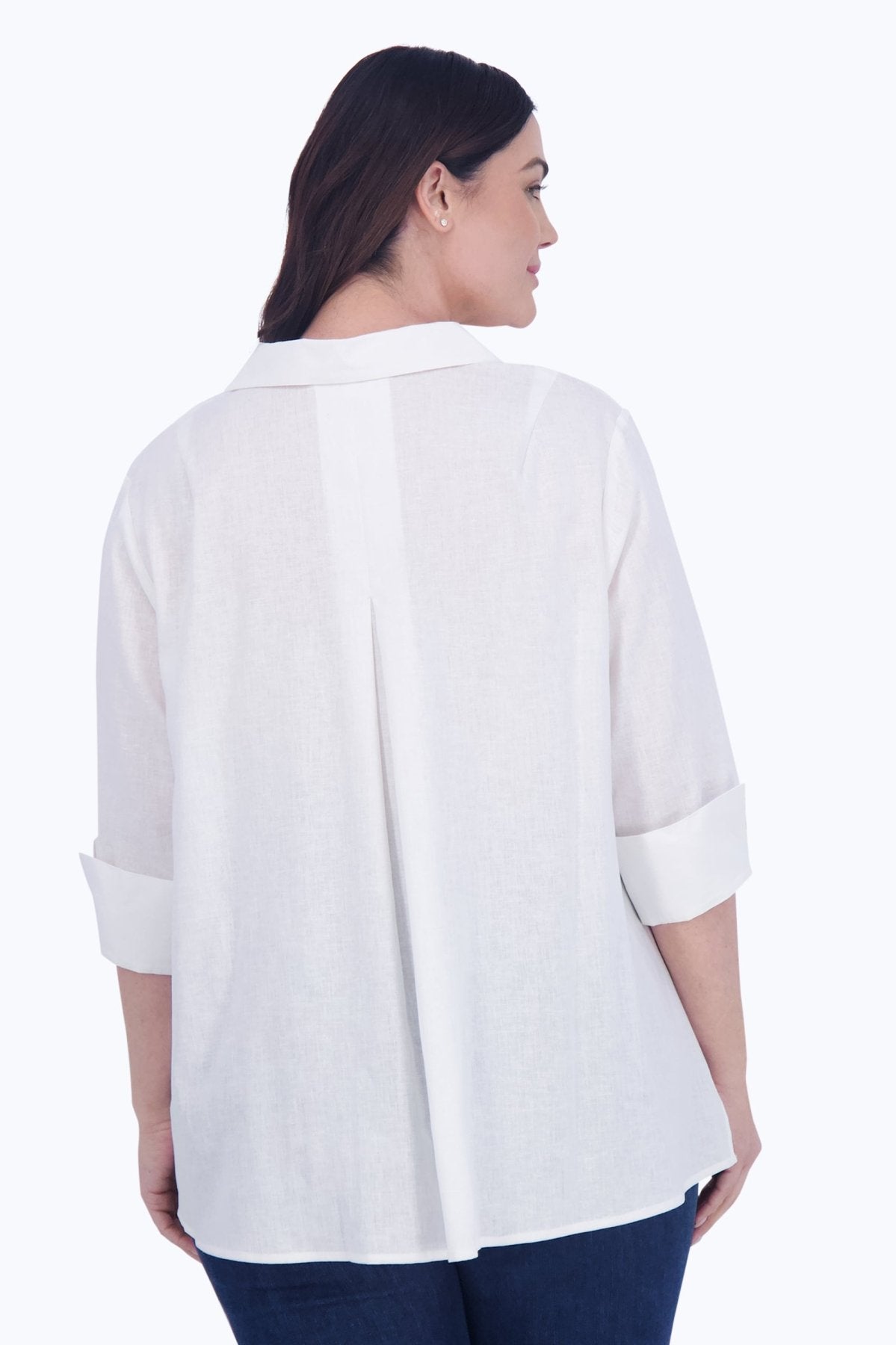 Agnes Plus Easy Care Solid Linen Popover Shirt