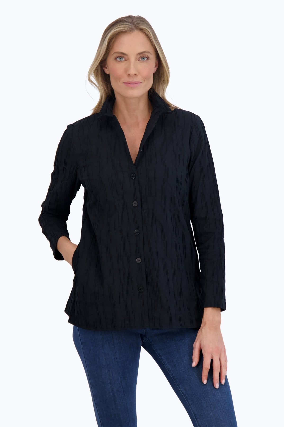 Carolina Solid Crinkle Long Sleeve Shirt Jacket