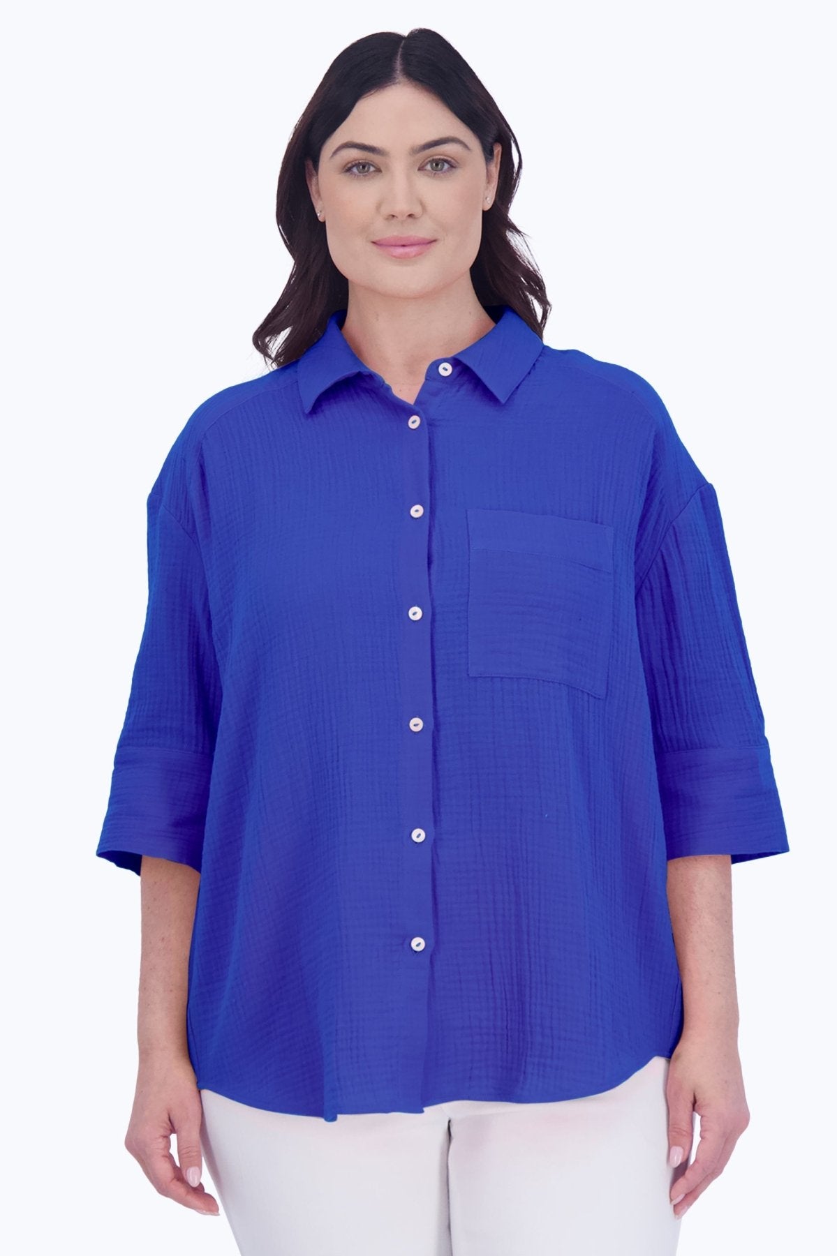 Joanna Plus Cotton Gauze 3/4 Sleeve Tunic