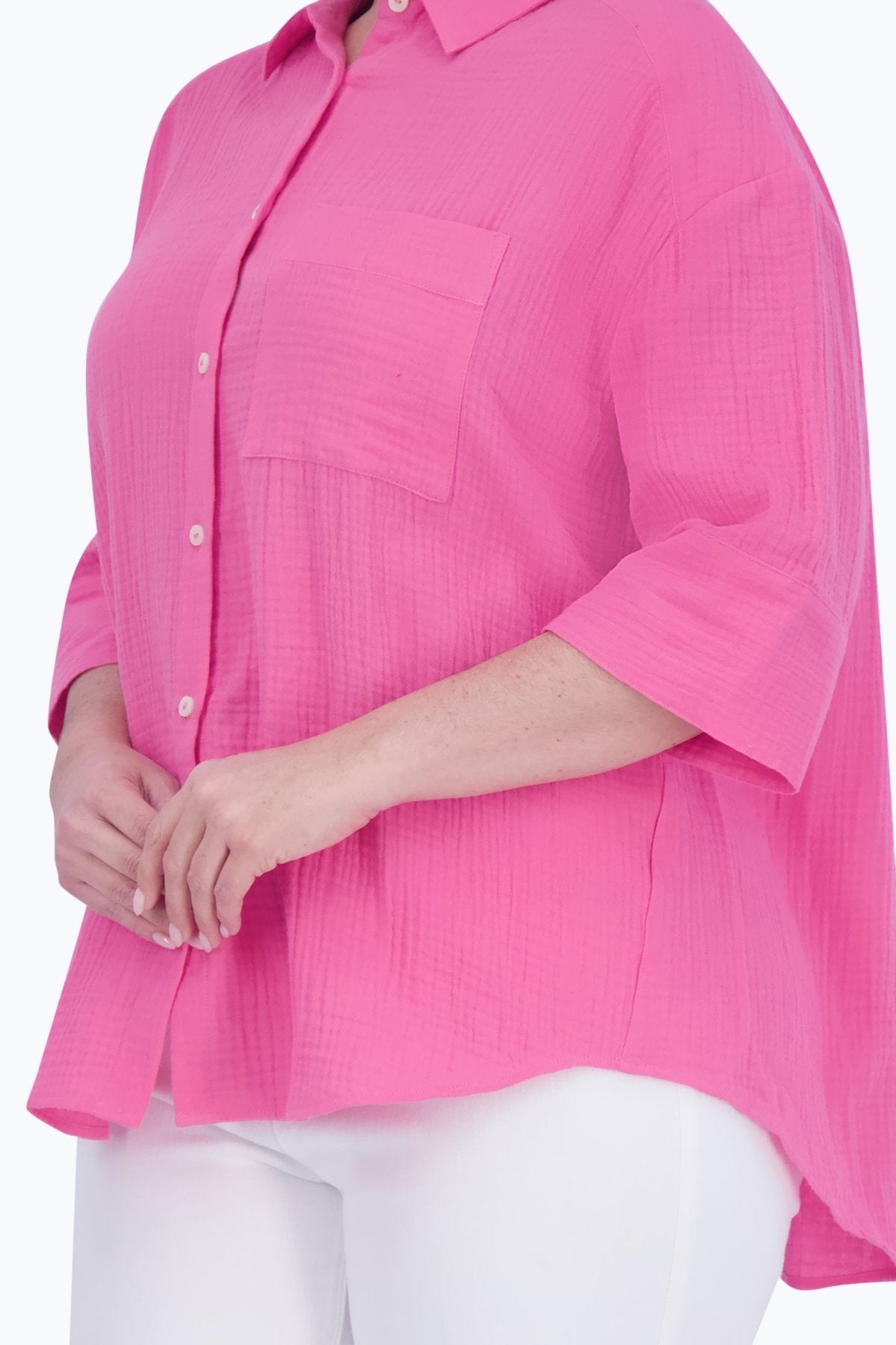 Joanna Plus Cotton Gauze 3/4 Sleeve Tunic