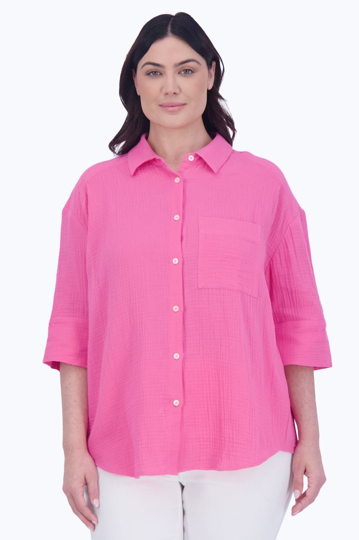 Joanna Plus Cotton Gauze 3/4 Sleeve Tunic