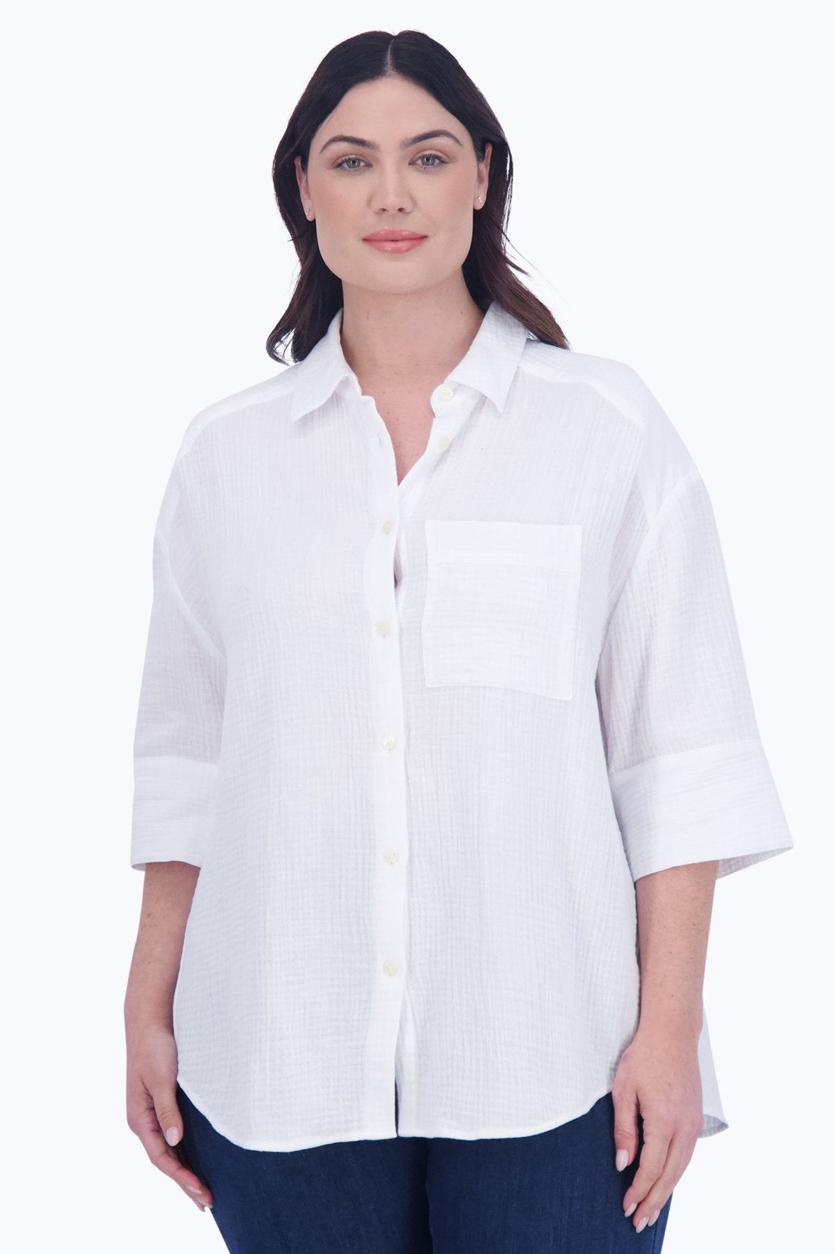 Joanna Plus Cotton Gauze 3/4 Sleeve Tunic