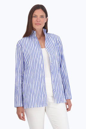 Carolina Crinkle Stripe Shirt Jacket