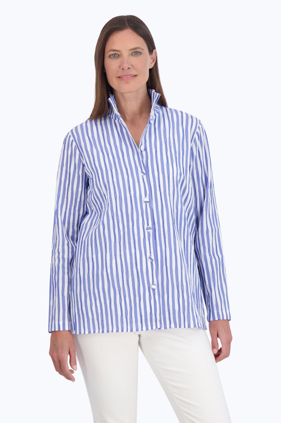 Carolina Crinkle Stripe Shirt Jacket