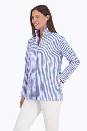 Carolina Crinkle Stripe Shirt Jacket