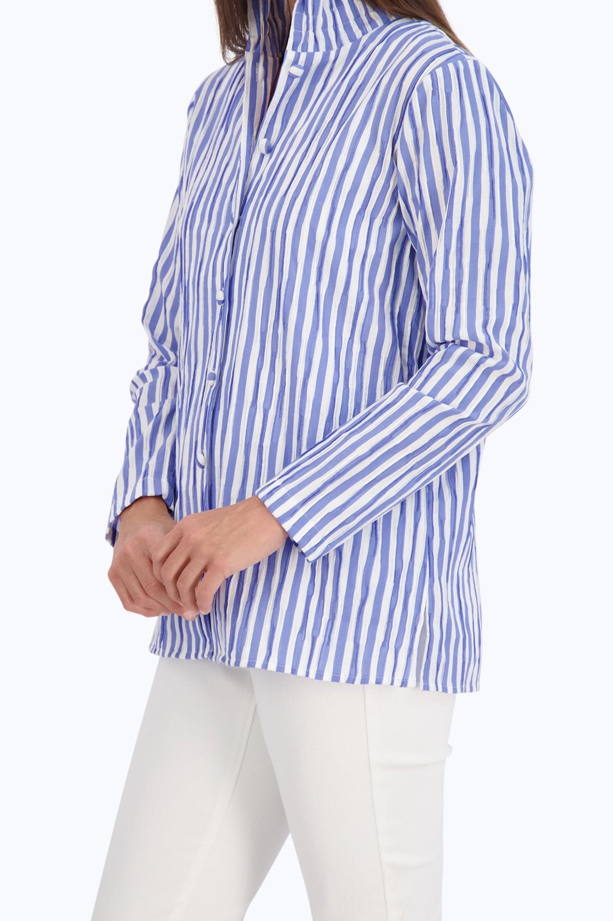 Carolina Crinkle Stripe Shirt Jacket