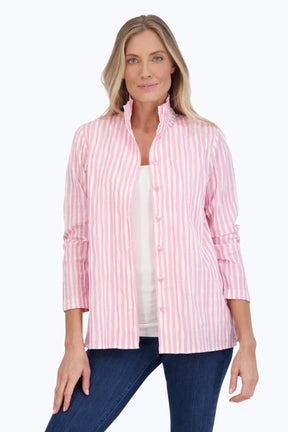 Carolina Crinkle Stripe Shirt Jacket