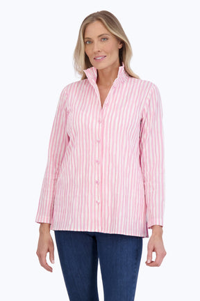 Carolina Crinkle Stripe Shirt Jacket