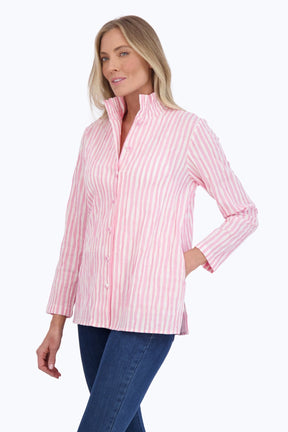 Carolina Crinkle Stripe Shirt Jacket