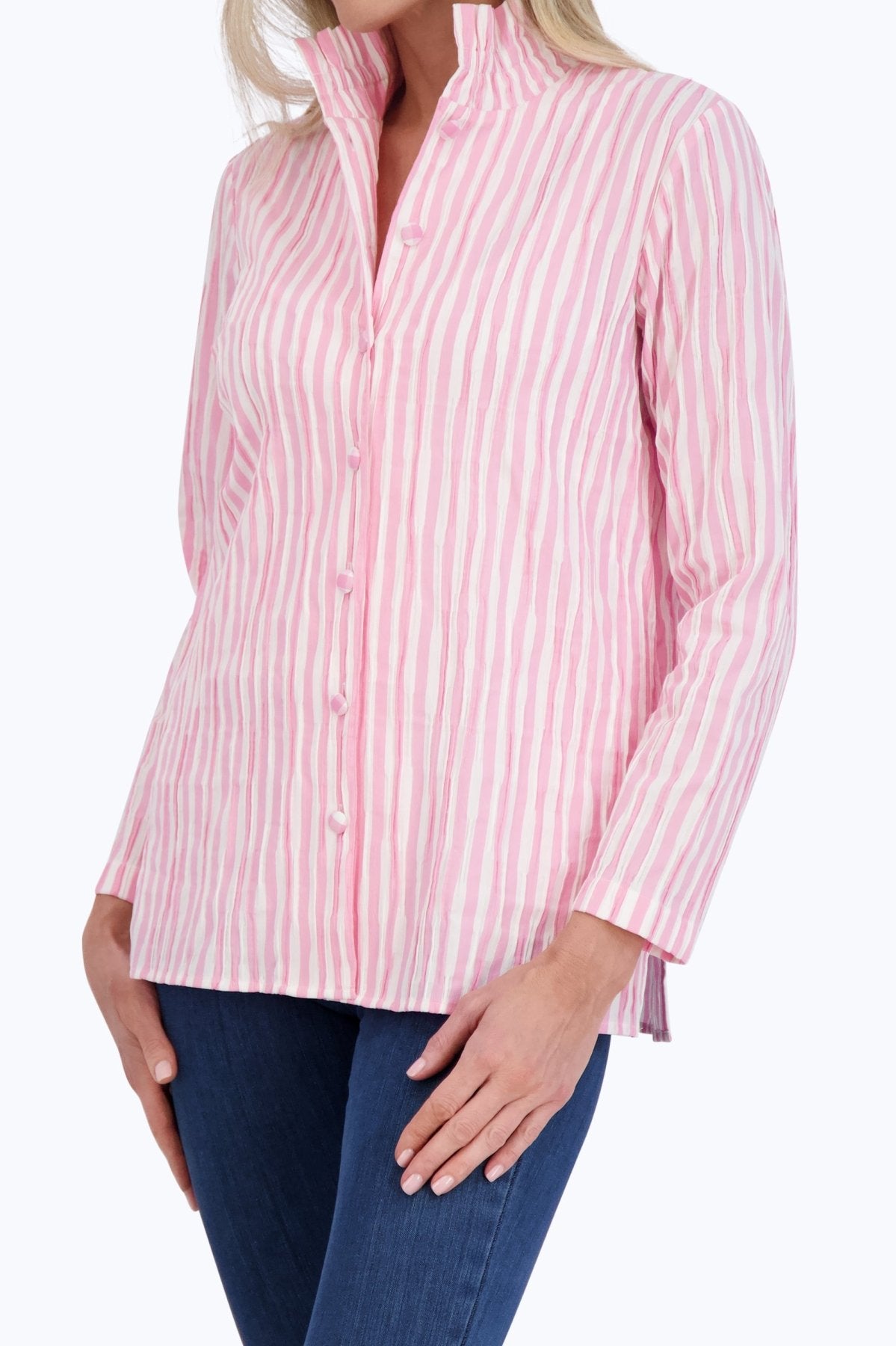 Carolina Crinkle Stripe Shirt Jacket