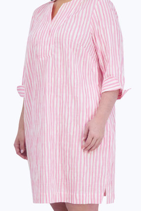 Vena Plus Crinkle Stripe 3/4 Sleeve Dress