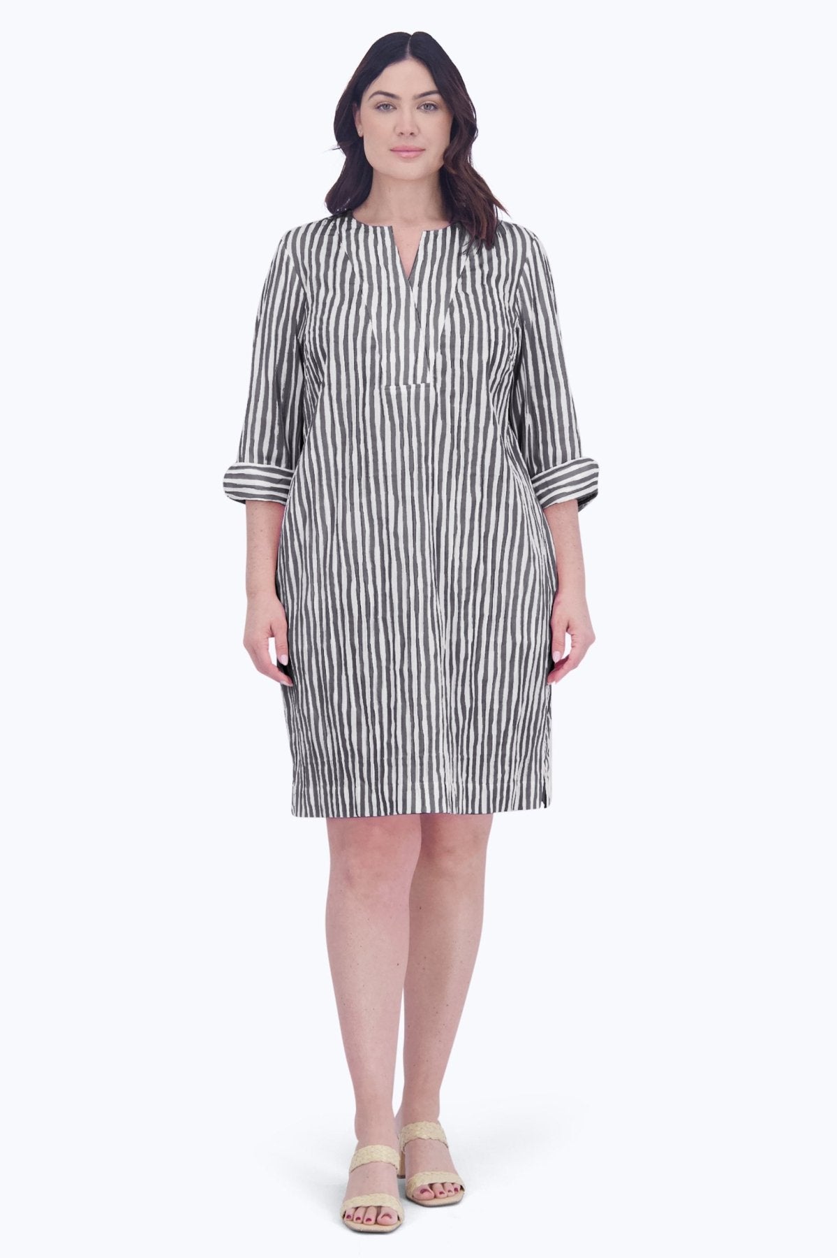 Vena Plus Crinkle Stripe Dress