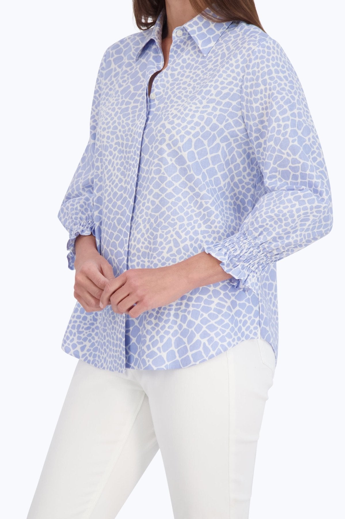 Olivia Easy Care Linen Giraffe Shirt