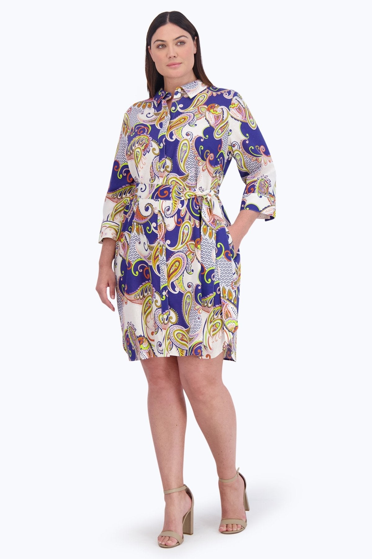 Rocca Plus Easy Care Linen Paisley Dress