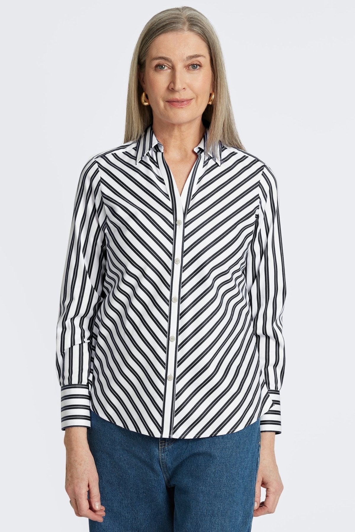 Mary Essential Stretch No Iron Stripe Shirt