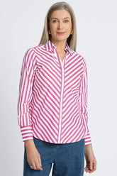 Mary Essential Stretch No Iron Stripe Shirt- Foxcroft