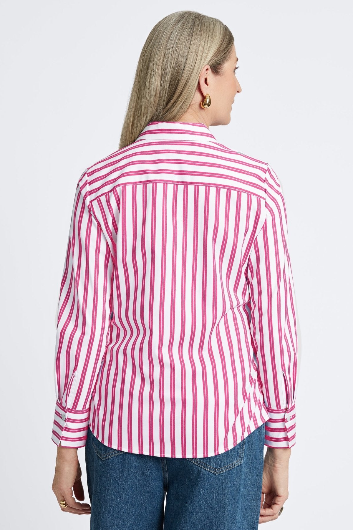 Mary No Iron Stretch Stripe Long Sleeve Shirt