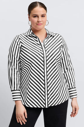 Mary Plus No Iron Stretch Stripe Long Sleeve Shirt