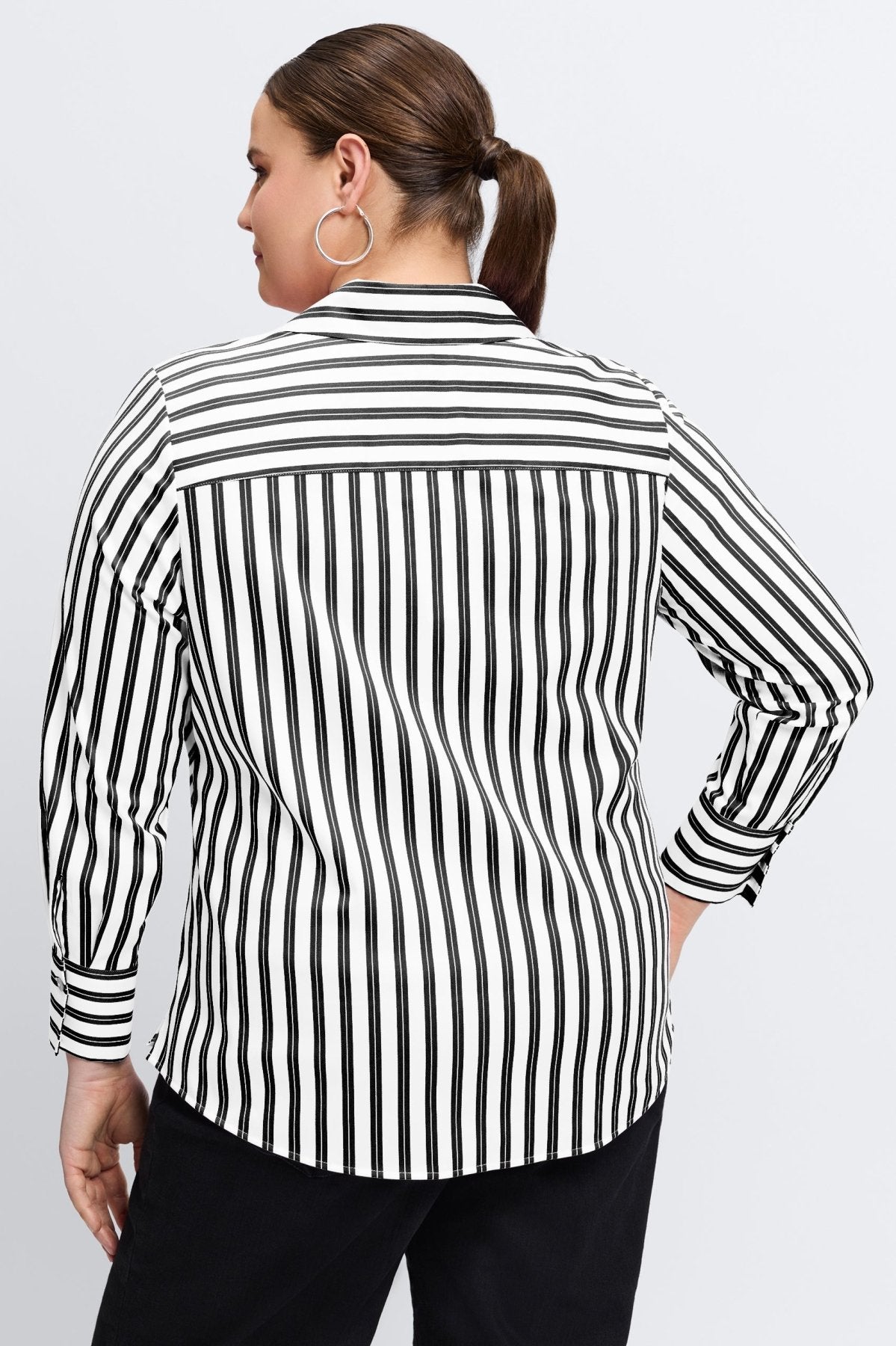 Mary Plus No Iron Stretch Stripe Long Sleeve Shirt