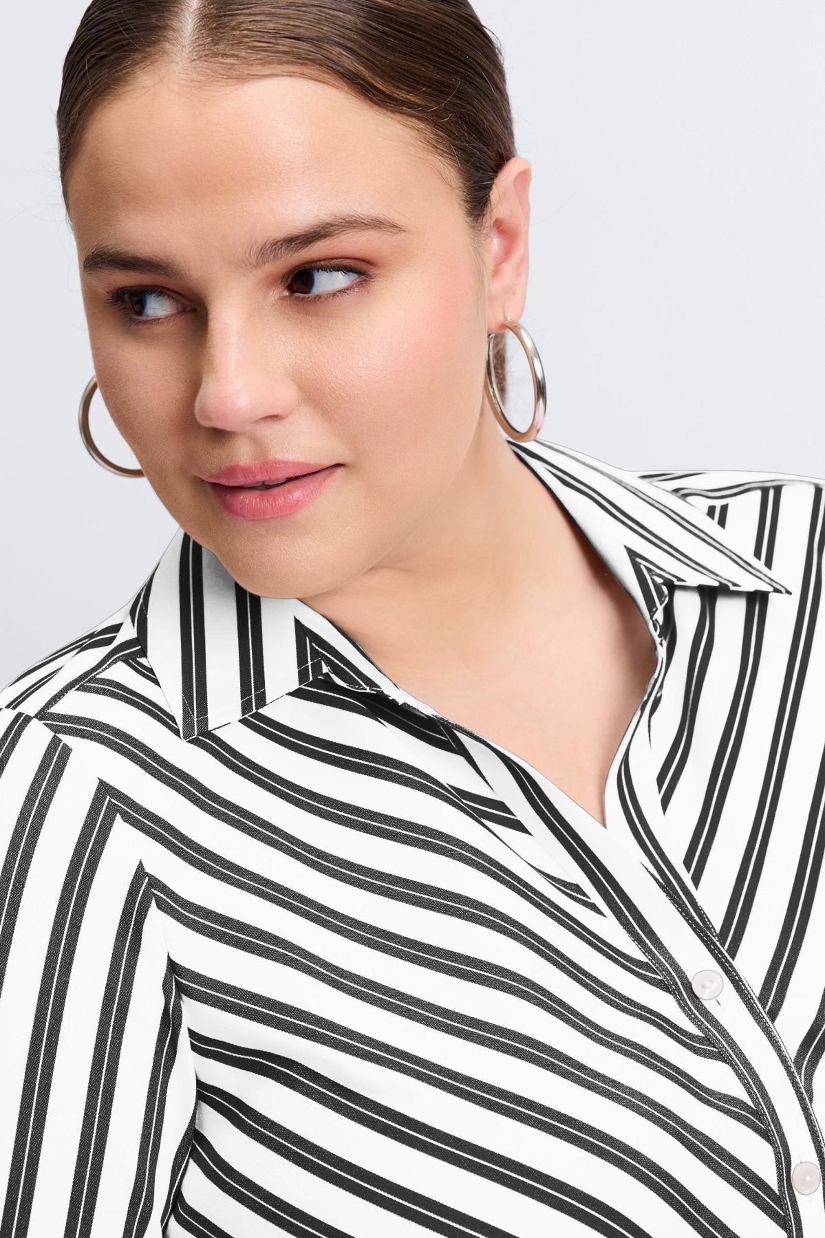 Mary Plus No Iron Stretch Stripe Long Sleeve Shirt