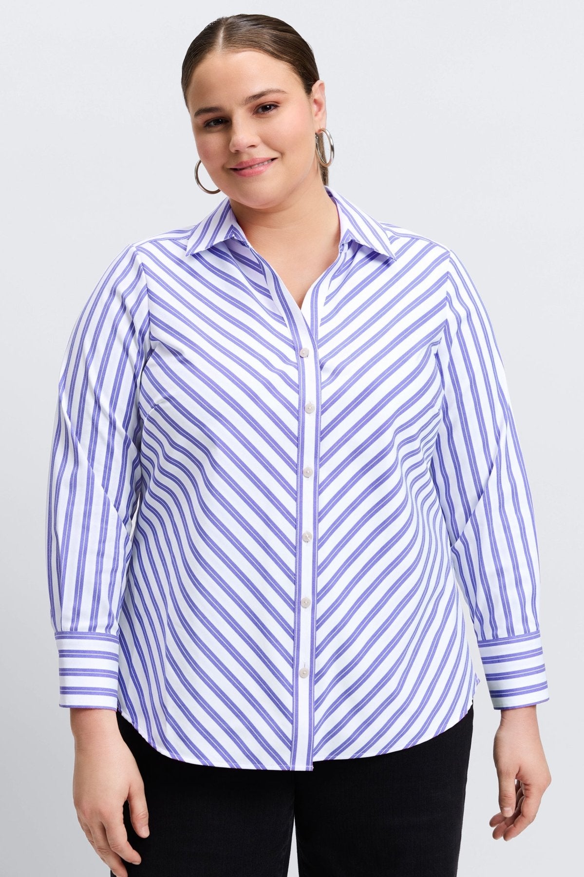 Mary Plus Essential Stretch No Iron Stripe Shirt