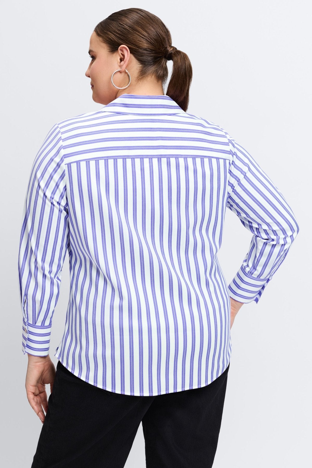 Mary Plus No Iron Stretch Stripe Long Sleeve Shirt