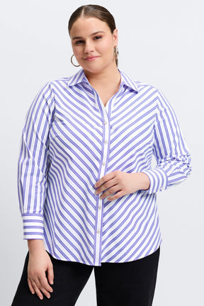 Mary Plus No Iron Stretch Stripe Long Sleeve Shirt