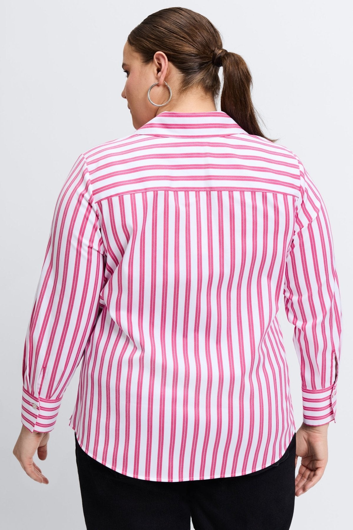 Mary Plus No Iron Stretch Stripe Long Sleeve Shirt