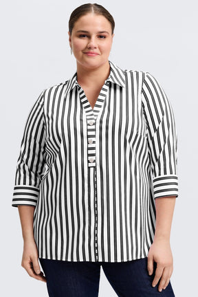 Pamela Plus Essential Stretch No Iron Stripe Shirt