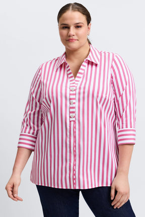 Pamela Plus Essential Stretch No Iron Stripe Shirt