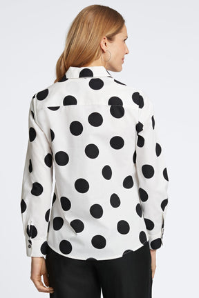 Mary No Iron Black & White Dot Shirt