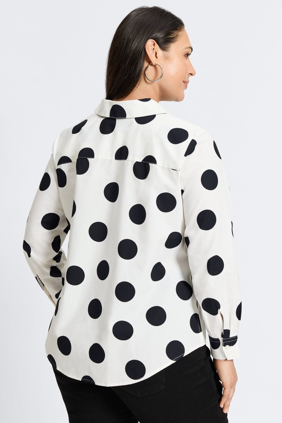 Mary Plus No Iron Black & White Dot Shirt