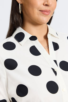 Mary Plus No Iron Black & White Dot Shirt