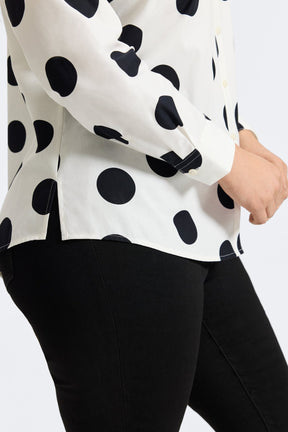 Mary Plus No Iron Black & White Dot Shirt